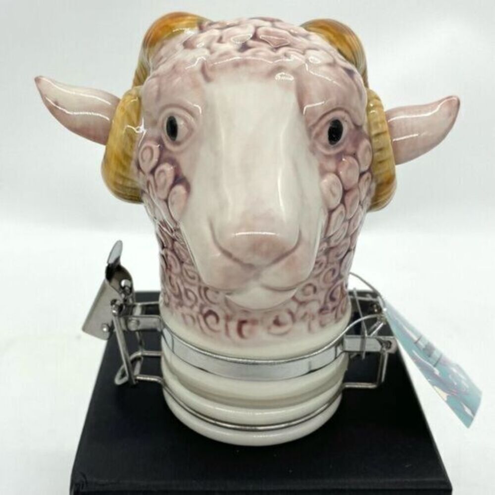 Contained Art Ram Sheep Airtight Ceramic Stash Jar